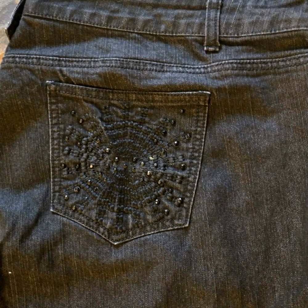 Sequin embellished black jeans